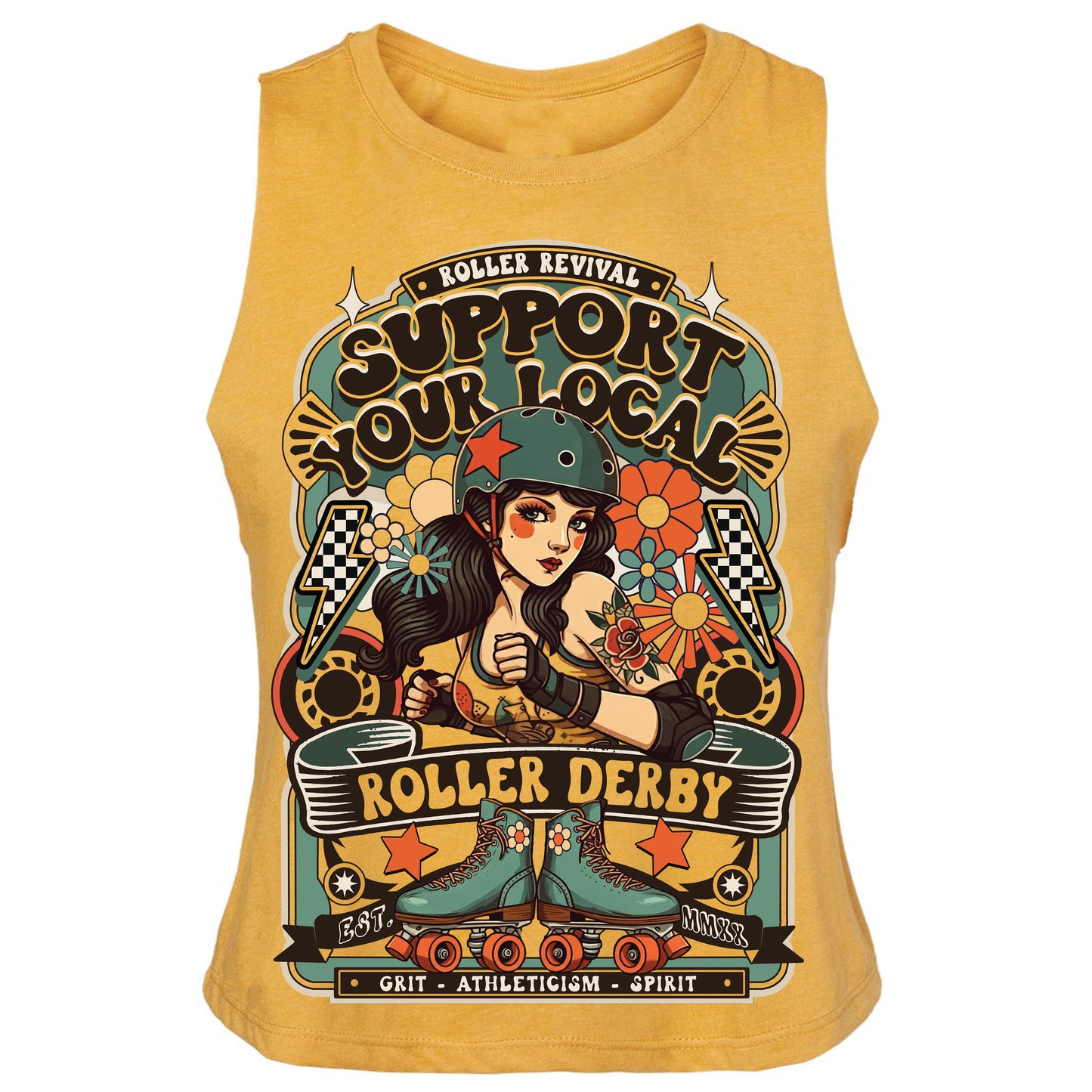 Support Local Roller Derby Racerback Tank Crop Top