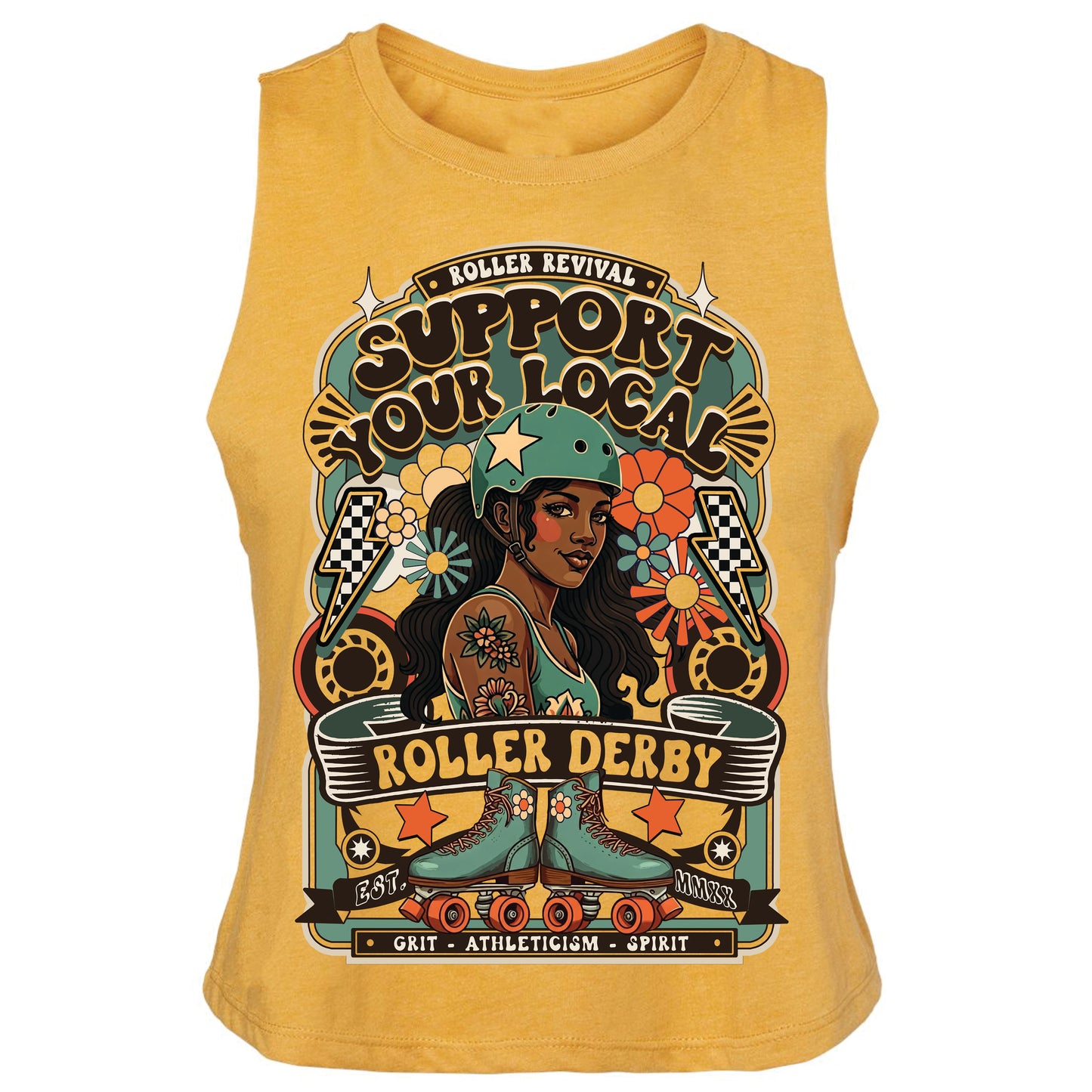 Support Local Roller Derby Racerback Tank Crop Top