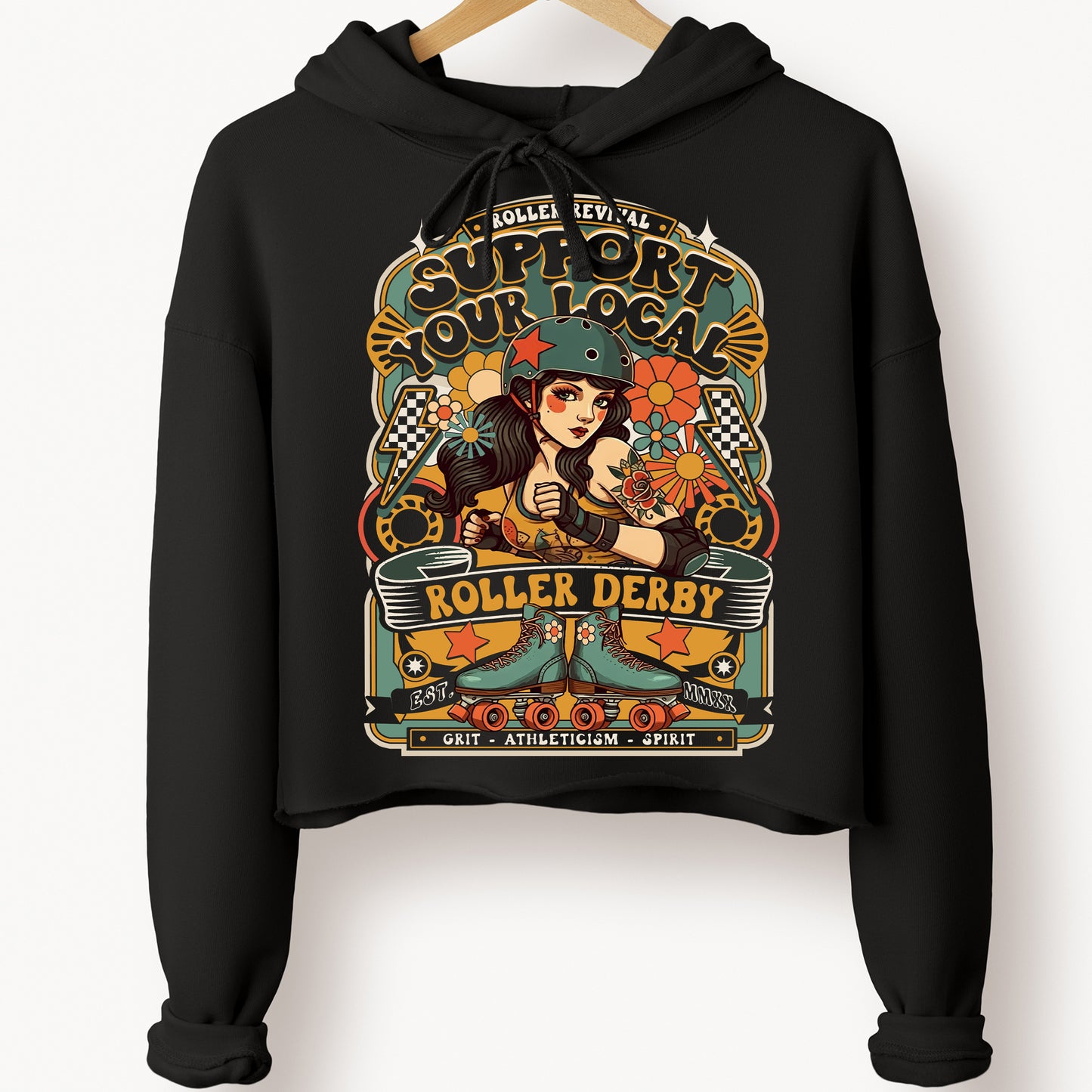 Support Local Crop Roller Derby Hoodie Sweatshirt