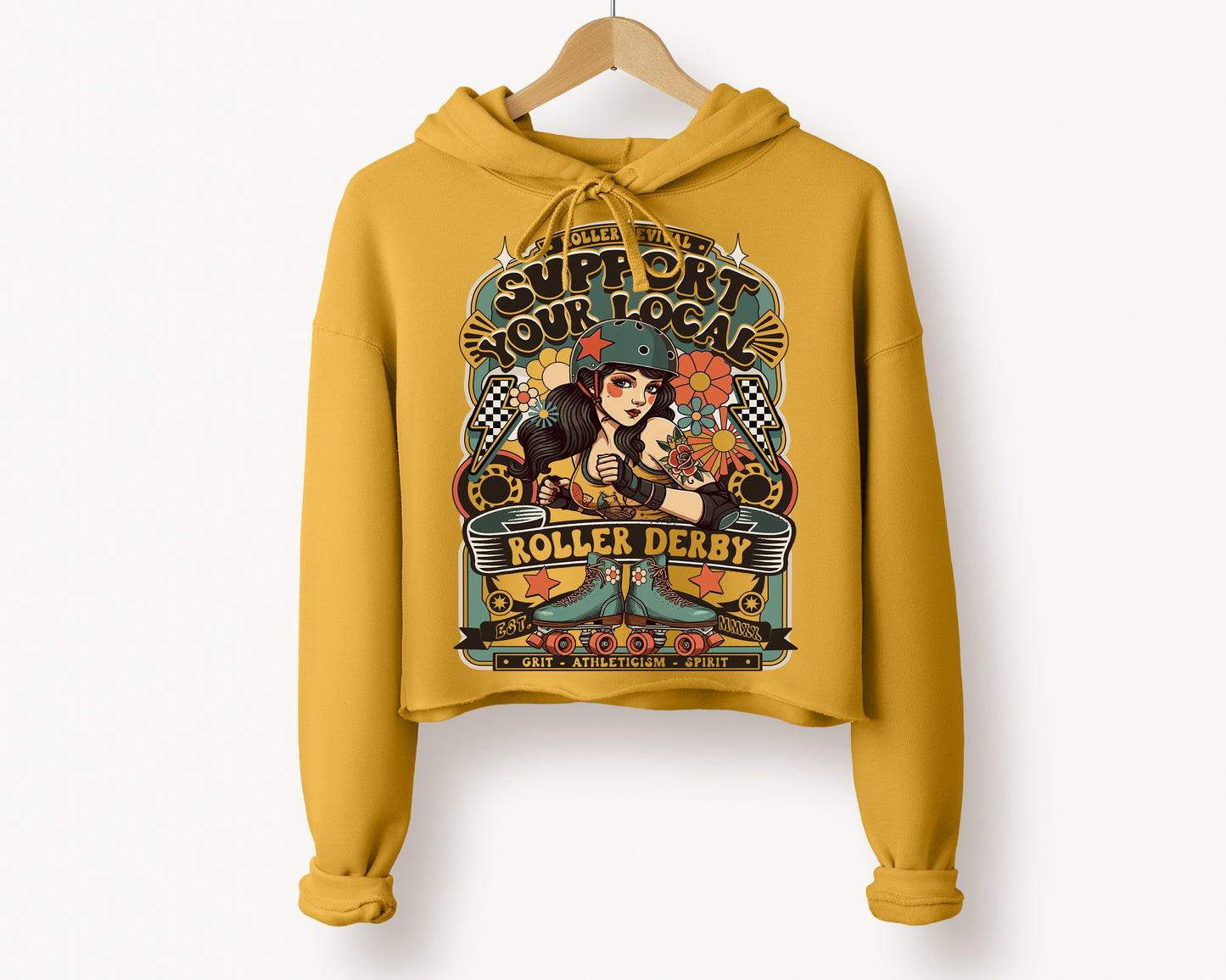 Support Local Crop Roller Derby Hoodie Sweatshirt