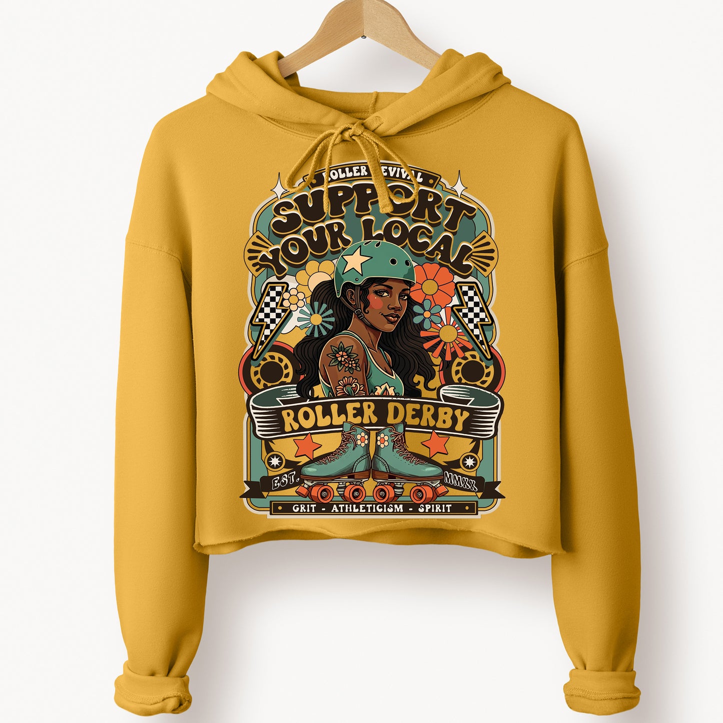 Support Local Crop Roller Derby Hoodie Sweatshirt