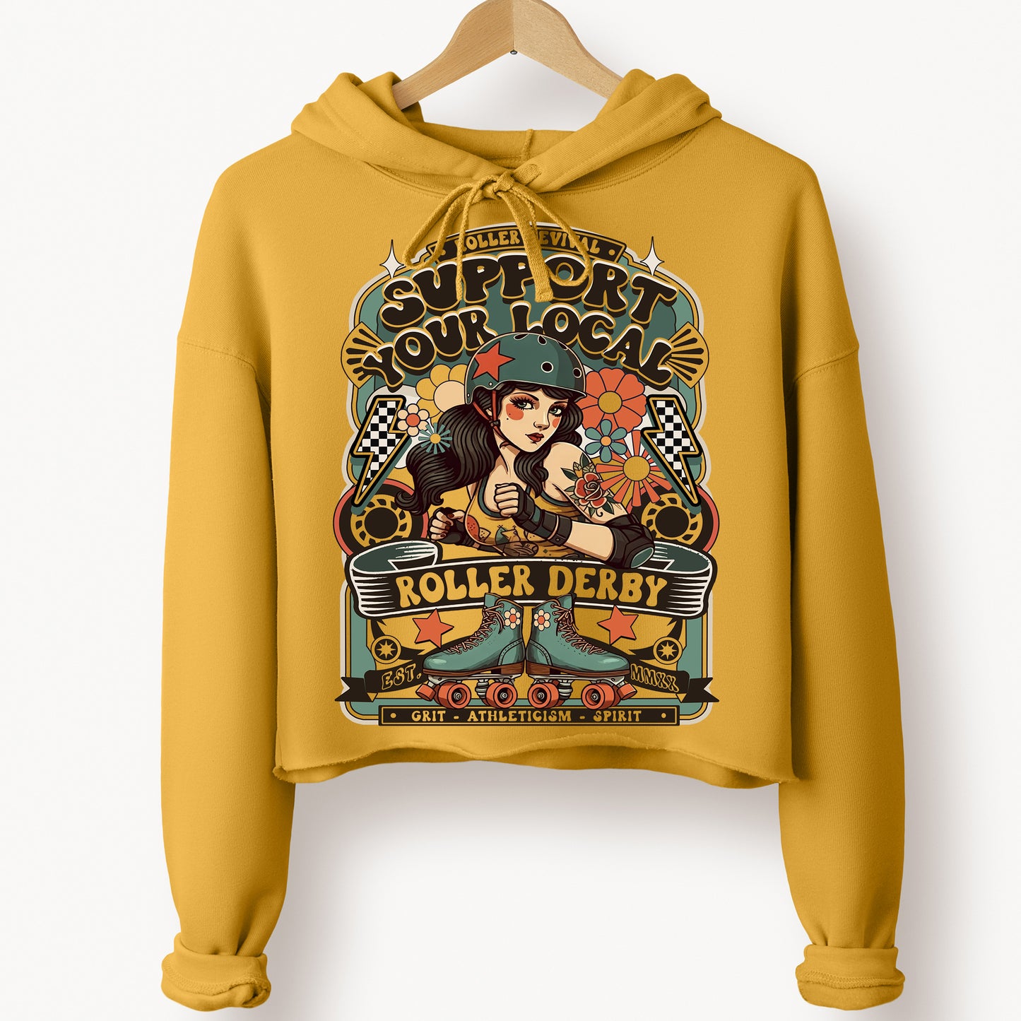 Support Local Crop Roller Derby Hoodie Sweatshirt