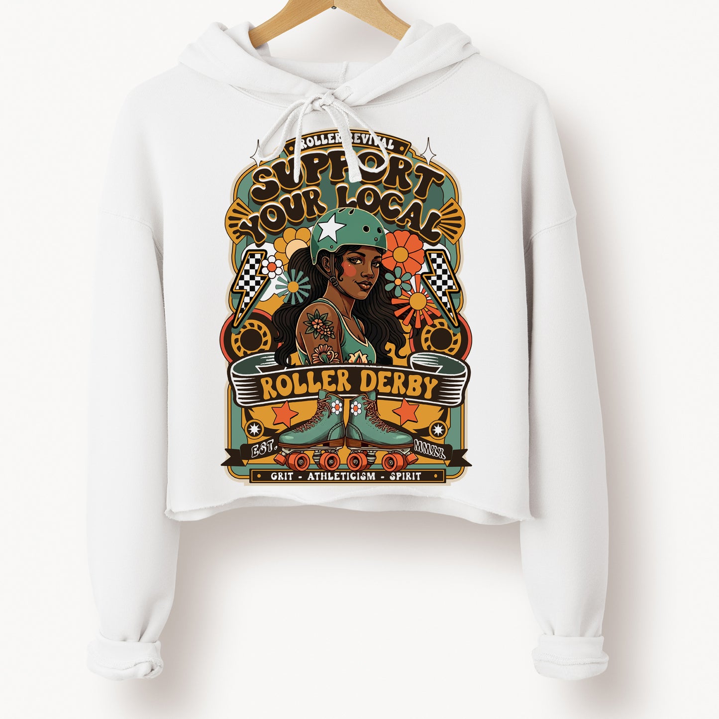 Support Local Crop Roller Derby Hoodie Sweatshirt