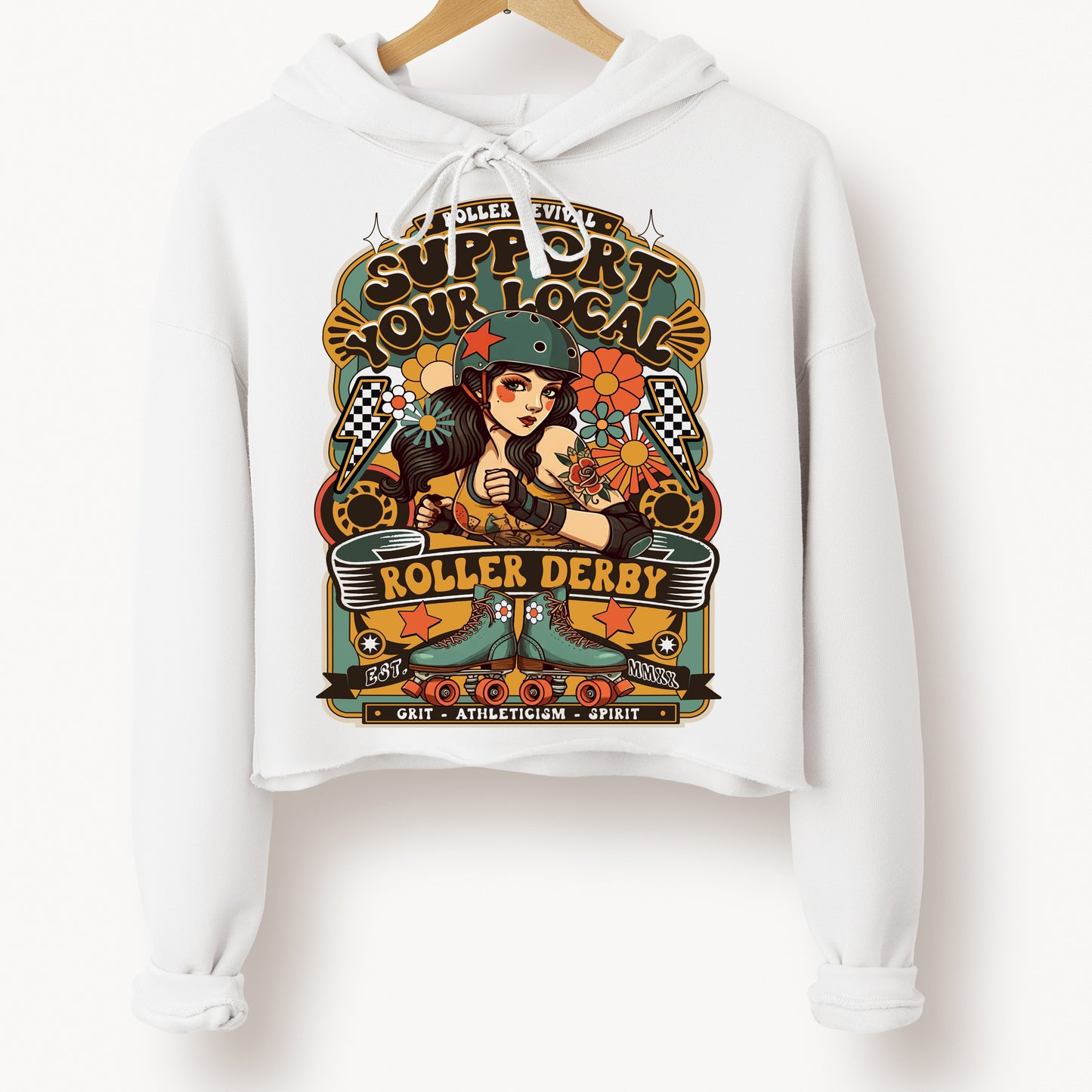 Support Local Crop Roller Derby Hoodie Sweatshirt