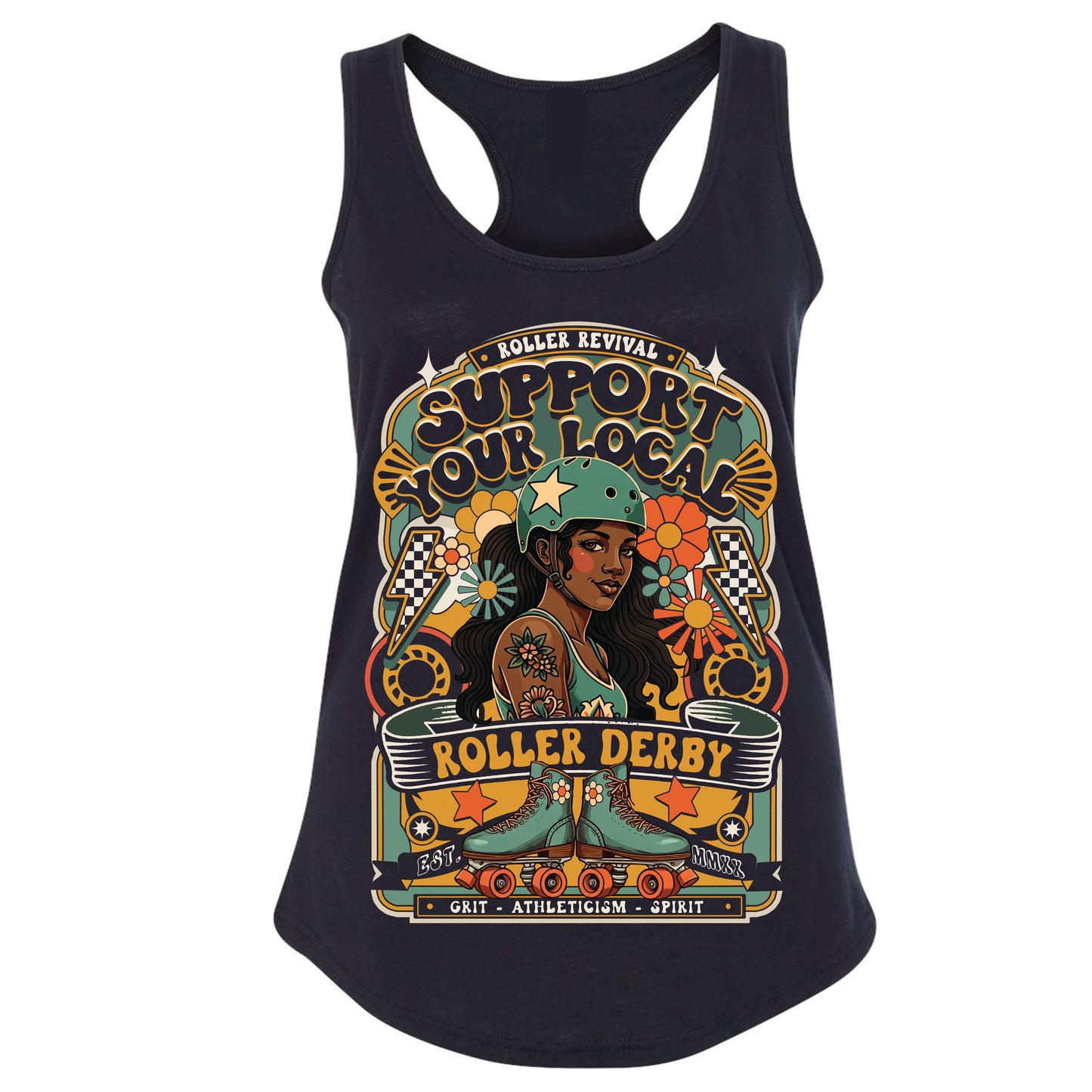 Support Local Roller Derby Racerback Tank Top