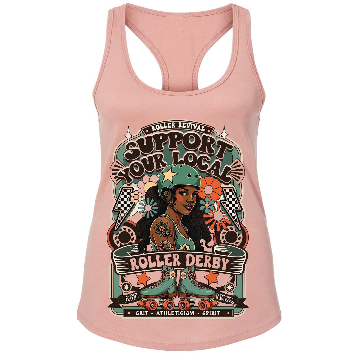 Support Local Roller Derby Racerback Tank Top