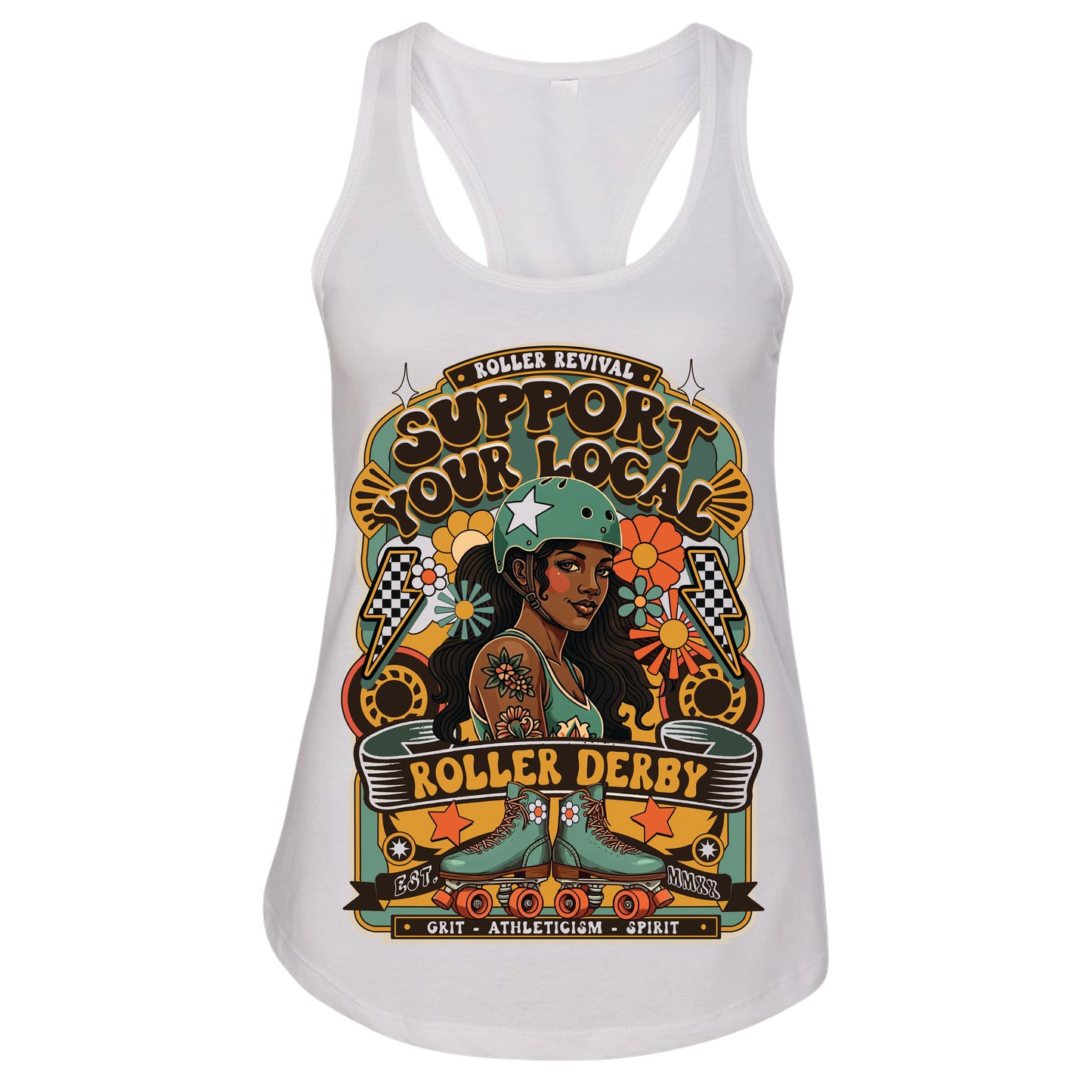 Support Local Roller Derby Racerback Tank Top