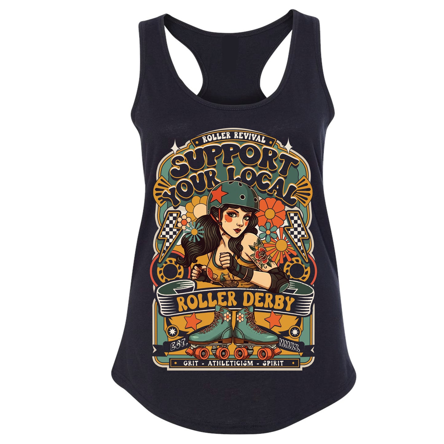 Support Local Roller Derby Racerback Tank Top