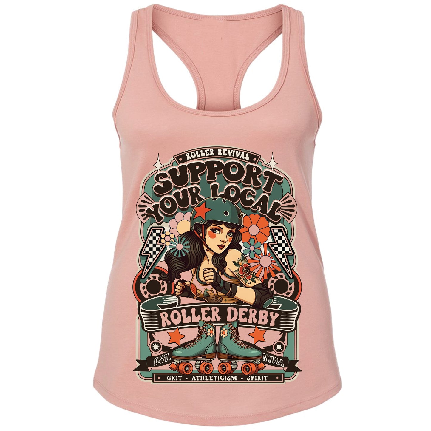 Support Local Roller Derby Racerback Tank Top