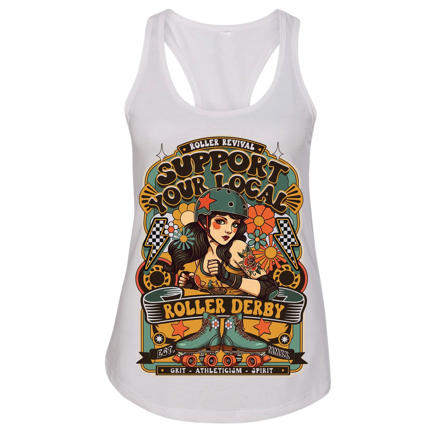 Support Local Roller Derby Racerback Tank Top